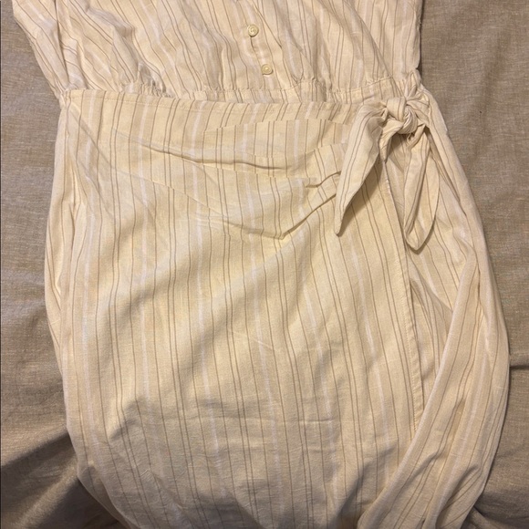 Women’s Short Sleeve Wrap Waist Midi Shirtdress Universal Thread Cream - Picture 6 of 6